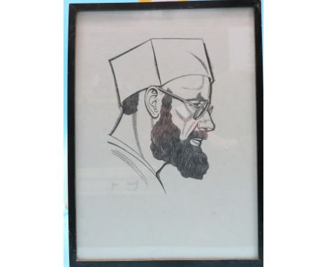 Eric Gill - monochrome-printed self-portrait, signed in pencil by the artist, limited edition, No. 9 of 10, 12 x 9in.