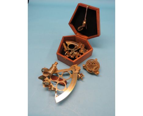 Scientific instruments, Stanley sextant, a sextant in hardwood case with a compass and an equinoctial dial