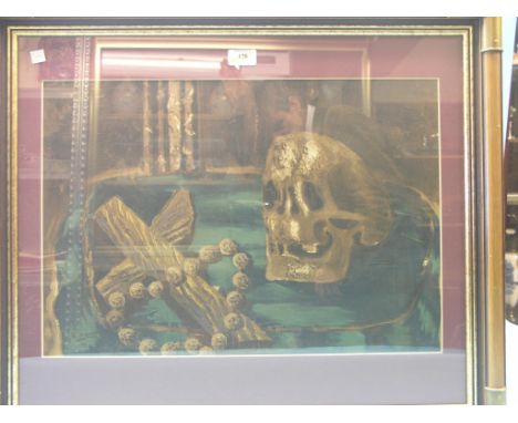 After G. Braque - lithograph, Vanitas, framed, 24 x 28in.