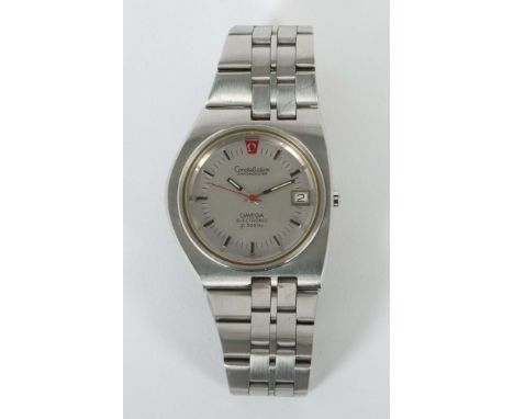 Omega Constellation Electronic f 300HzSchweiz, wohl 1980er, Herrenarmbanduhr, Zifferblatt mit Indices und Balkenzeiger, gr. S
