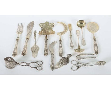 Konvolut BesteckteileDeutschland, Anfang 20. Jh., Silber 800/835 &amp; Edelstahl, ca. 1.025 g (gesamt), 14-tlg. best. aus: 3x