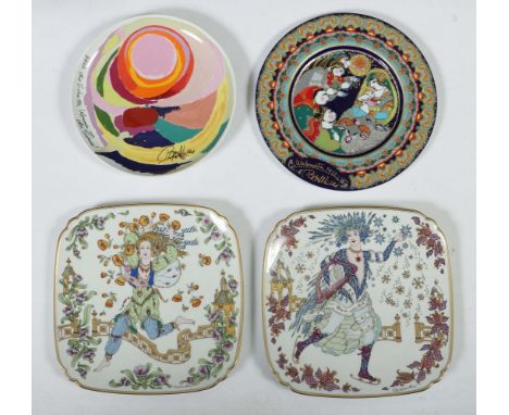 4 variierende Sammelteller2x Rosenthal und 2x Hutschenreuther, 1975-78, Porzellan, glasiert und mit polychromen Druckdekoren 