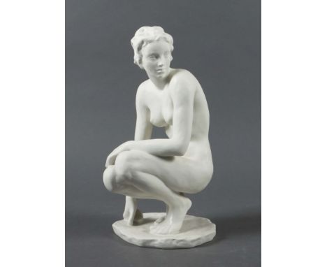 Klimsch, FritzFrankfurt a. M. 1870 - 1960 Freiburg. Damenakt ''Hockende'', E: 1936, A: Rosenthal, nach 1940, Bisquitporzellan