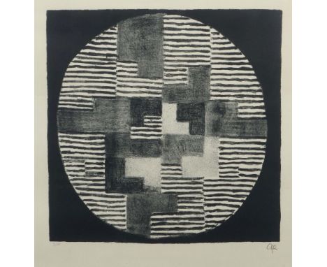 Fleischmann, AdolfEsslingen 1892 - 1968 Stuttgart, deutscher Maler und Grafiker. "Im Rund", geometrische schwarz/weiß-Komposi