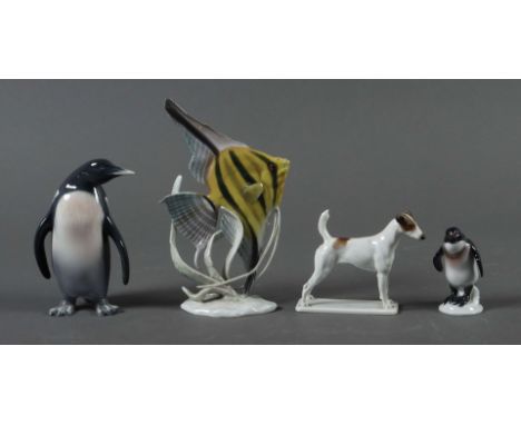 4 variierende Tierfiguren3x Rosenthal und 1x Gebrüder Metzler &amp; Ortloff, 20. Jh., Porzellan, glasiert und polychrom in Un
