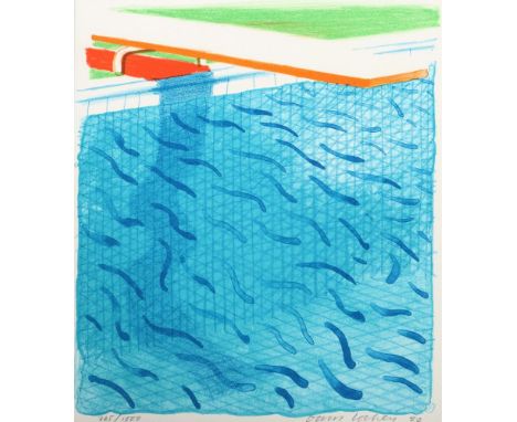Hockney, DavidBradford 1937, britischer Maler, Grafiker, Bühnenbildner und Fotograf. "Pool Made with Paper and Blue Ink for B