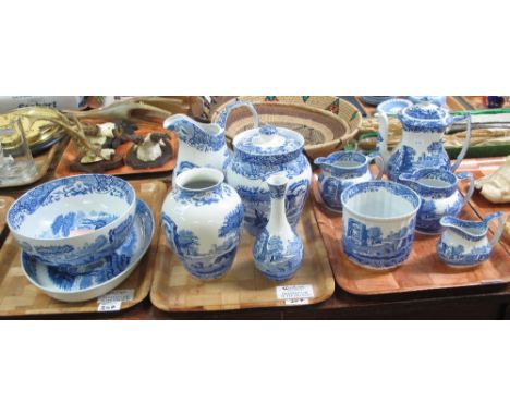 Three trays of Copeland Spode Italian design items to include biscuit barrel and cover, teapot, jugs, vases etc. (3)(B.P. 24%