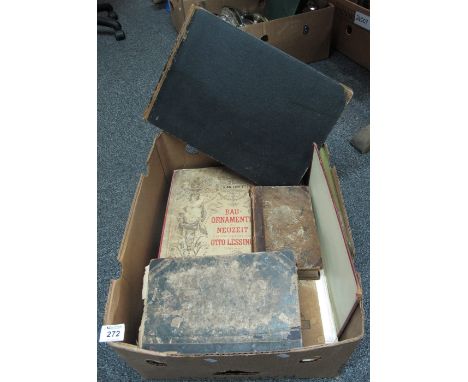 A box of assorted books and ephemera to include; Dennis Wheatley 'Who killed Robert Prentice' book, architectural etchings, F