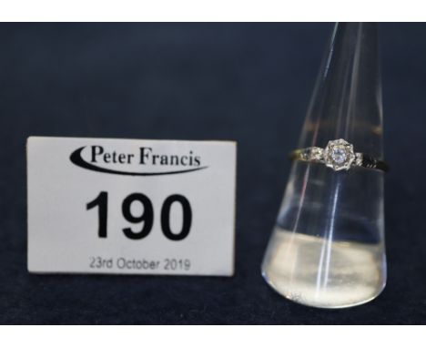 A diamond solitaire ring on yellow metal shank, 2.2g approx.(B.P. 24% incl. VAT)