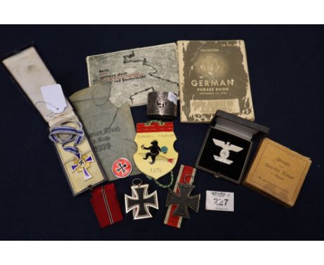 Collection of Second World War German medals and postcards, various, to include; Mutter, Kreuze, two Second World War type Ir