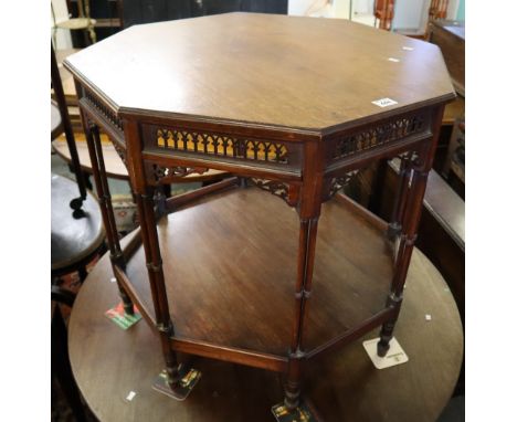 Early 20th Century mahogany octagonal occasional table with under tier on ring turned supports. (B.P. 24% incl. VAT)