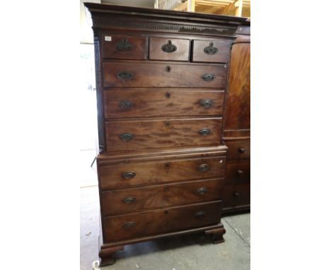 Early 19th Century mahogany two stage chest on chest, standing on bracket feet. (B.P. 24% incl. VAT)