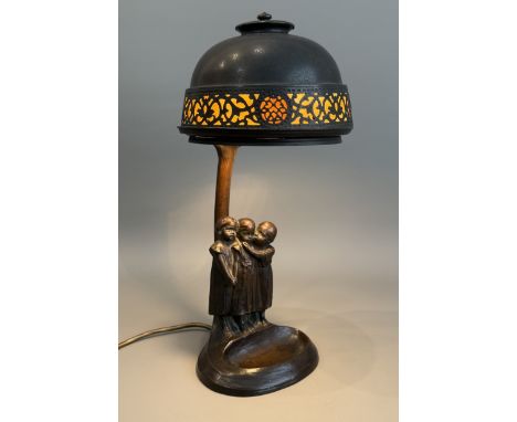 Peter Tereszczuk (Ukraine 1875 - 1963 Austria): an&nbsp;Art Nouveau style patinated bronze and marbled glass figural table la
