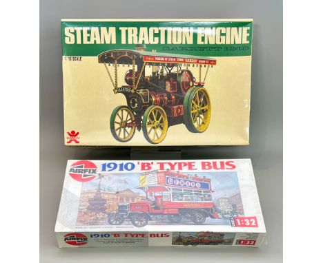 A Bandai 1/16 scale Steam Traction Engine model kit - complete, unused, in the original box; together with an Airfix 1/32 sca