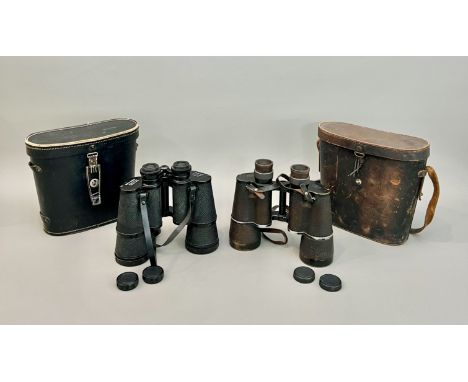 A cased pair of Carl Zeiss Jena, 'Binoctar 7 x 50' German military binoculars - 1920s-40s, serial no. 1273227, with leather c