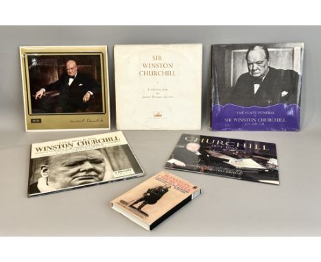 Four Sir Winston Churchill vinyl LP albums - including 'A Selection of his Famous Wartime Speeches', HMV ALP 1435 1436; 'The 