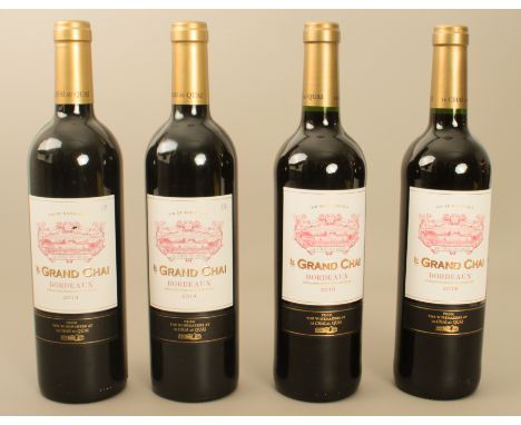 Twelve bottles of claret: 2 x Le Grand Chai 2014 - Bordeaux (Le Chai au Quai) 2 x Le Grand Chai 2019 - Bordeaux (Le Chai au Q