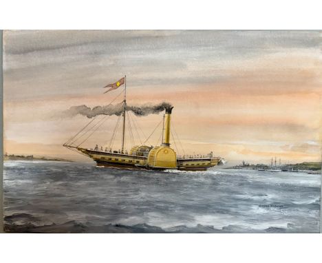 Norman Wilkinson (1878-1971) Three gouache paintings, all signed, unframed and unmounted: Study of the Paddle Steamer Gravese