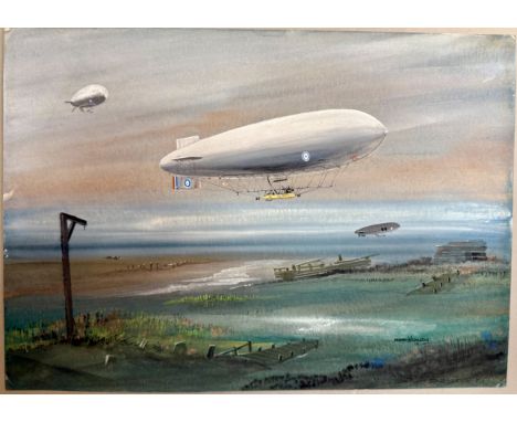 Norman Wilkinson (1878-1971) Four gouache paintings, all signed, unframed and unmounted: Study of a Dover SS 'B' Class Airshi