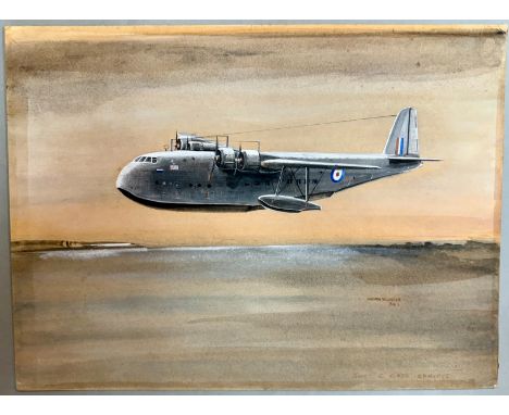 Norman Wilkinson (1878-1971) Four gouache paintings, all signed, unframed and unmounted: Study of a Vickers I X Flying Boat R