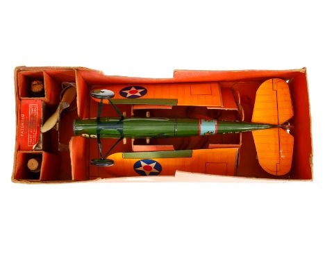 Triang Flugzeug FROG, M VI E, US Army, Alu/Papier, mit Gummimotor, L 23, im OK-Unterteil, Z 2