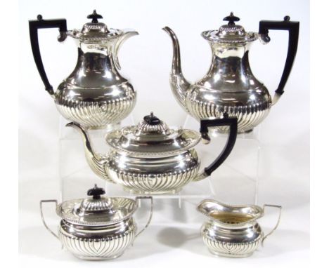 A 20thC EPC five piece silver plated tea service, comprising coffee pot, 21cm high, water jug, teapot, two handled sugar bowl