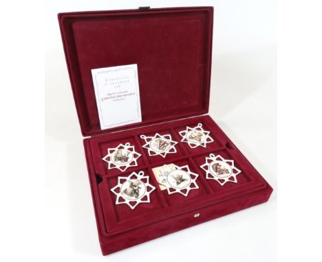 Various cased M J Hummel Goebel Christmas tree collection ornaments, including many star shaped examples, 10cm high, boxed wi
