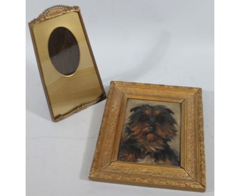 N Colmore (19thC).  Black and tan terrier portrait, oil on board, monogrammed, 18cm x 14cm, possibly Nina Colmore, and a mode