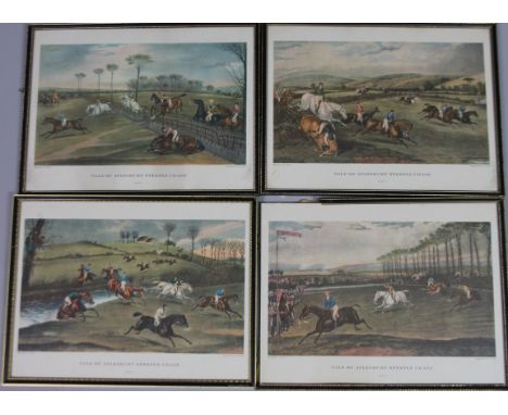 After Turner & Hunt. Vale Of Aylesbury Steeple Chase, lithograph prints (4 plates) 22cm x 36.5cm. (4)