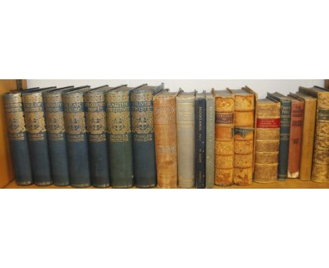 Macaulay (Lord) History of England two volumes, calf boards, various Charles Dickens and other books, Tennyson, etc. (1 shelf