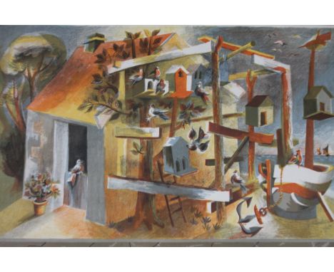 After Hans Tistall. Fishermans Hut, lithograph, School prints Series, Baynard Press, 48cm x 75cm.