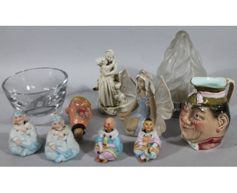 Various figure groups, etc, to include an Imperial marked Russian Figure Of Children, partially glazed with gilt highlights, 