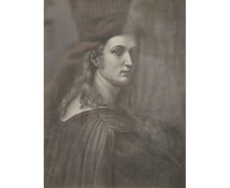 Raphael, Self Portrait, engraving, framed and glazed. 19 x 24 cm.