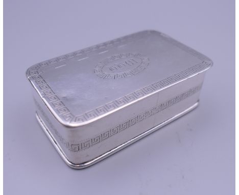 An Irish silver rectangular snuff box, Dublin 1807, maker James England. 109 grammes. 