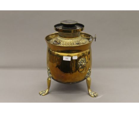 A large Victorian brass oil lamp. 39 cm high.