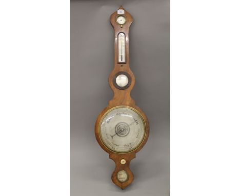 A 19th century mahogany banjo barometer inscribed James Kirby St Neots. 105 cm high.