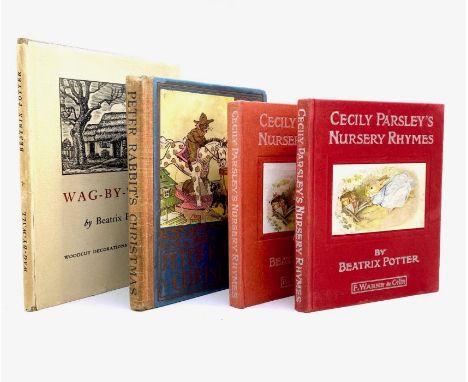 Potter, Beatrix. Cecily Parsley’s Nursery Rhymes, 2 copies, 1922, 1st edition, red paper boards, lettering in white, one copy