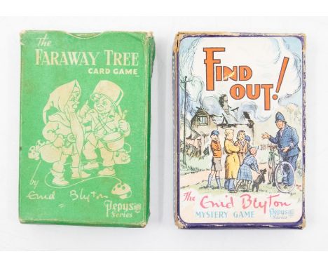 Blyton, Enid. Find Out! Enid Blyton Mystery Game in original box, 44 cards and Rules booklet, tog. w/ The Faraway Tree Card G