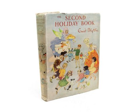 Blyton, Enid. SIGNED COPY. The Second Holiday Book, various illustrators, published by Sampson Low, c. 1954. Dustwrapper by H