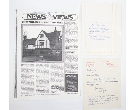 Blyton, Enid. SIGNED one-page letter on Green Hedges embossed paper to Ms Collins, a secretary of G K Chesterton, who later w