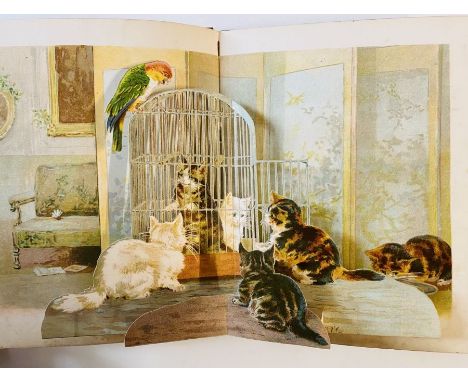 Nister, Ernest. 3-D chromolitho pop-up book, words by F E Weatherly, 4 double-page colour litho scenes with no damage to the 