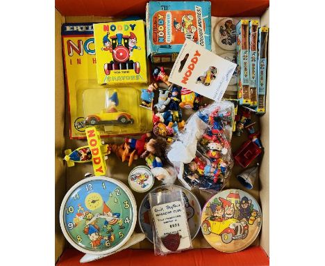 Blyton, Enid. A Smith’s circular bedside clock with moving Noddy head; an Ertl die-cast Noddy in car, still in blister pack o