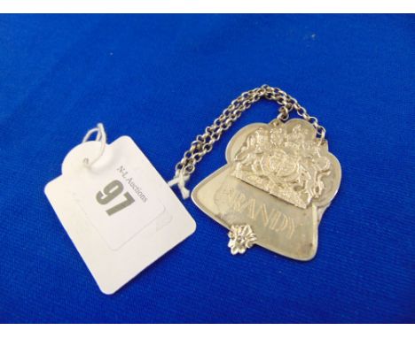 A limited edition hallmarked silver Jubilee Brandy decanter label, 577/2500