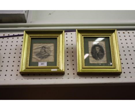 portrait of William Wallace, mezzotint, framed together with another mezzotint