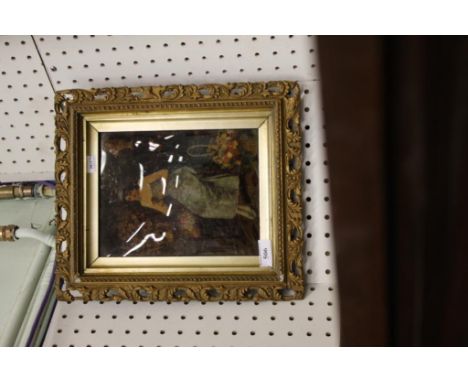 portrait of a lady, coloured print on convex glass, framed