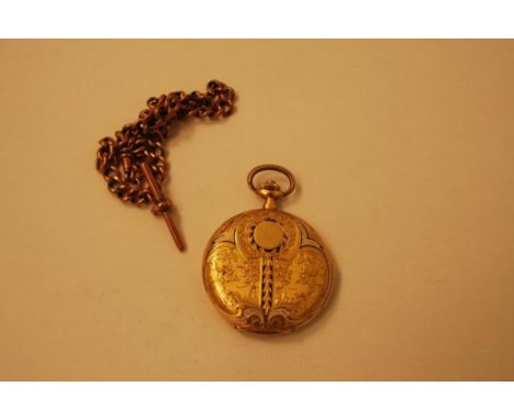 dile with second hand in ornate 18 carot gold and enamel case, maker Reuff Brothers Freres LA Shaux. De. Fonds, on rose colou