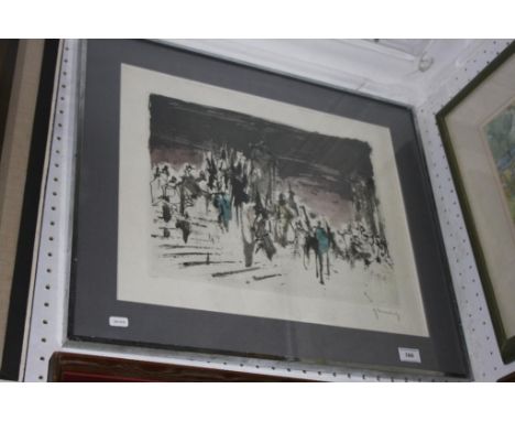 figural cityscape, lithograph, signed indistinctly, numbered 1 of 150. Provenance: The Michael Yeats Collection
