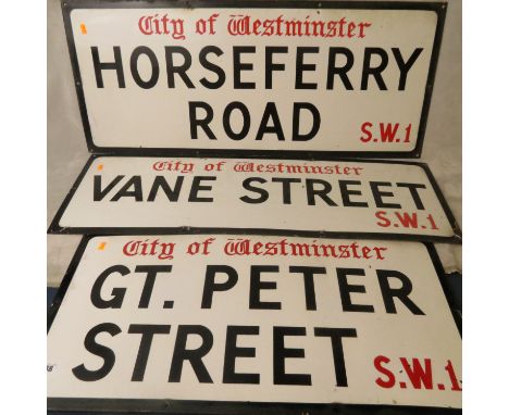 Three vintage enamel City of Westminster street signs