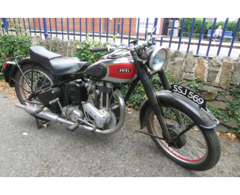 A 1947 red Hunter Motorcycle 350cc petrol, chassis no BP9 902,  BK6577 engine number, registration number SSJ 569, approximat