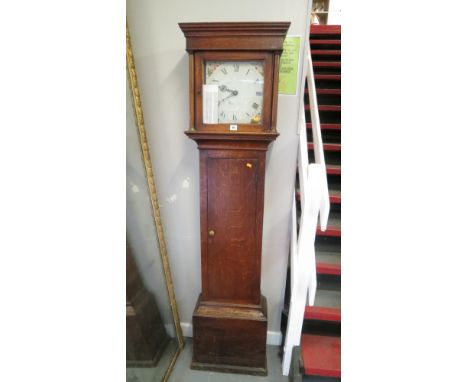Charles Wrapson, Midhurst, an early 19th century provincial cottage long case clock with a painted dial, 30-hour in an oak ca
